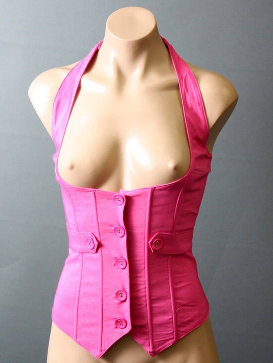 Jackets & Blazers - Pink Waistcoat Punk Goth Underbust Vest Corset Steampunk Fitted Club Halter Top